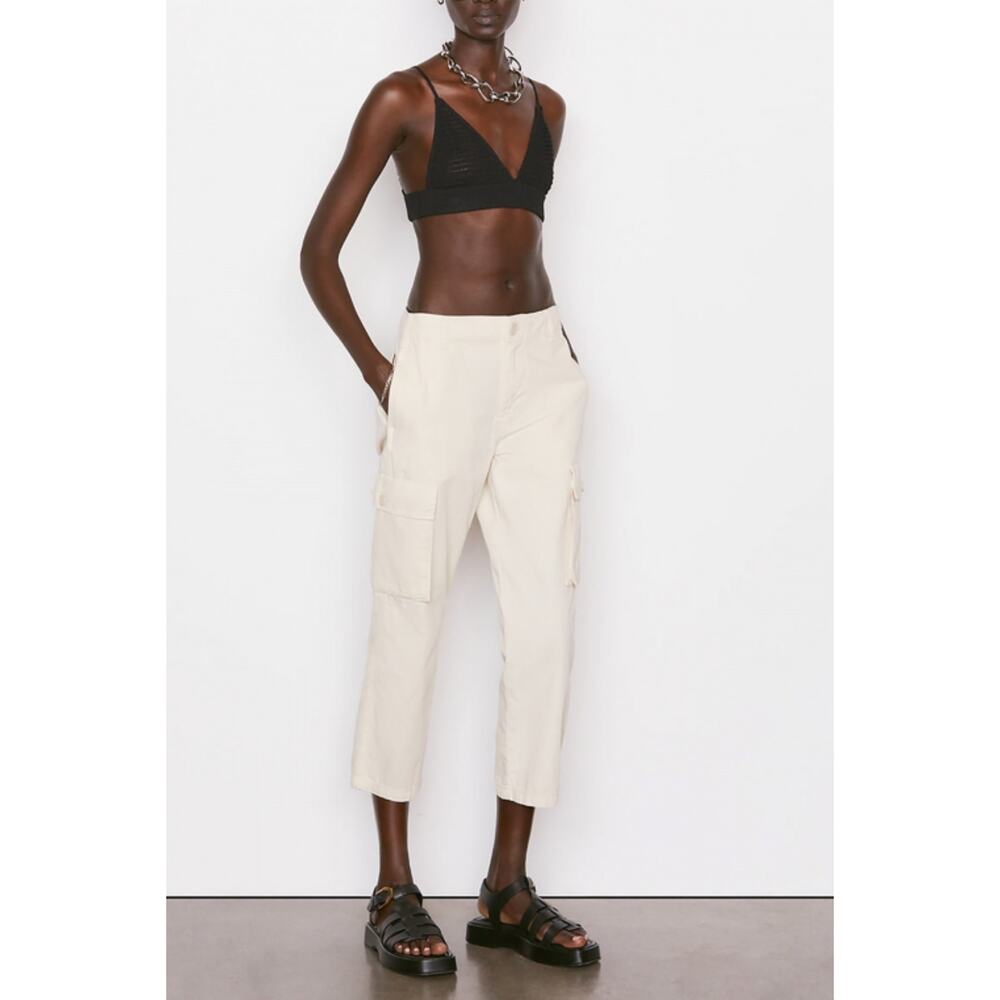 Frame Relaxed Utility Cargo‎ Pant Cropped in Flax Size 24